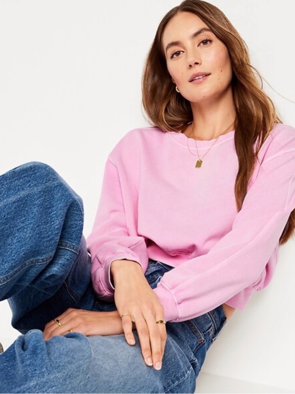 Old Navy bubble gum pink cropped crewneck tee L